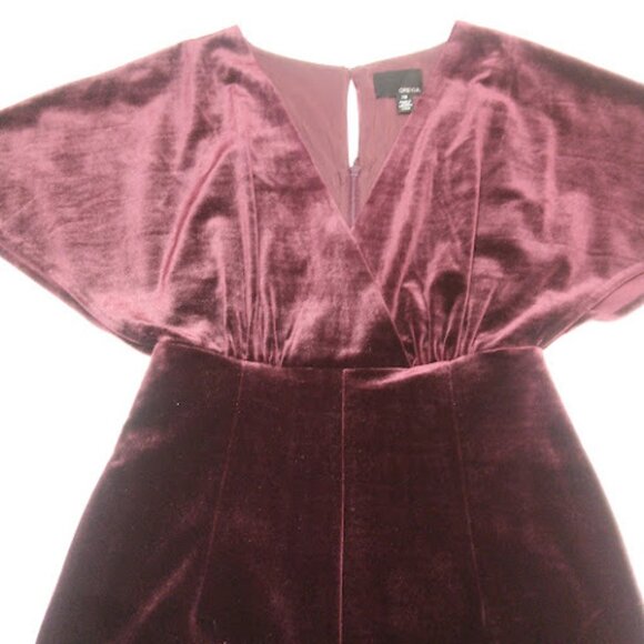 ANTHROPOLOGIE GREYLIN | Burgundy Velvet Wide Leg Luna Jumpsuit Holiday Party XS - Picture 4 of 13